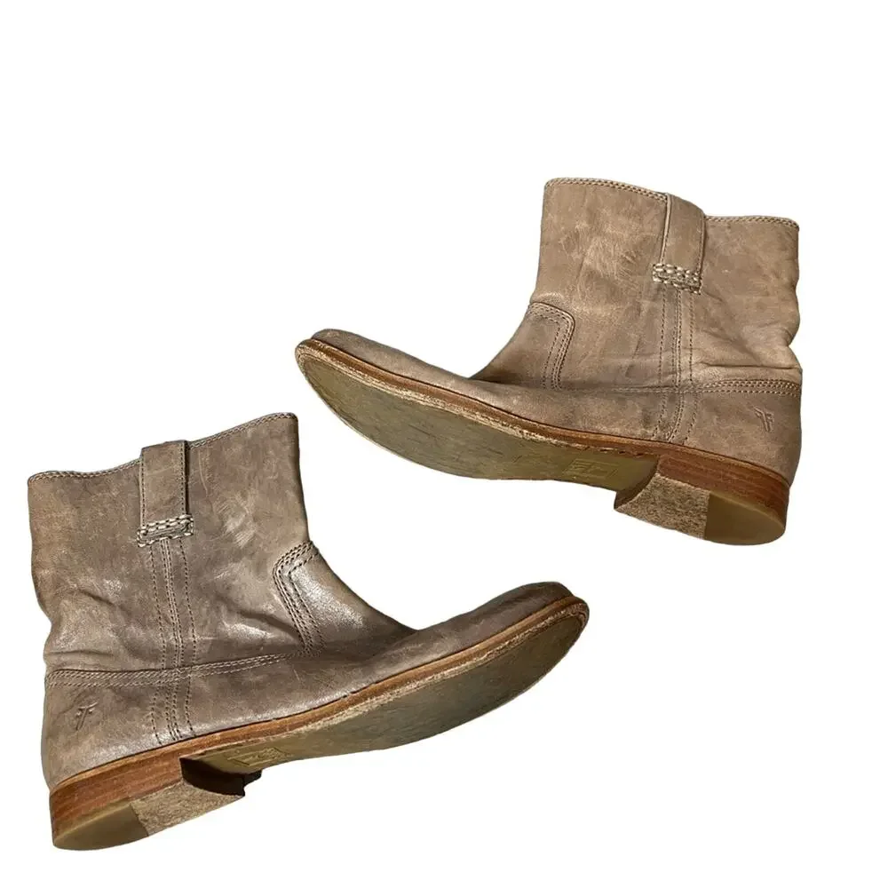 Frye anna shortie boots distressed tan sz‎ 9.5
